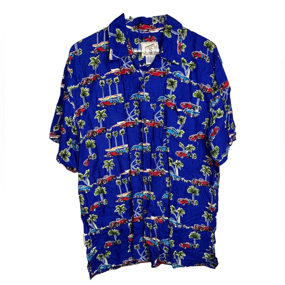 Blue Hawaiian Print Men's Shirt
